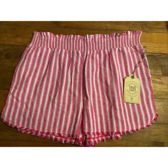 True Craft Pants - True Craft Southern Design XL NWT Pink Stripe linen shorts